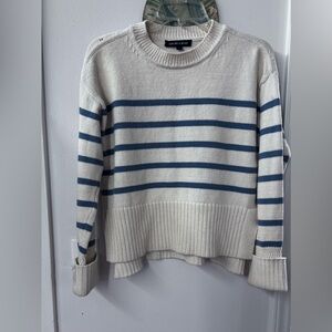 Veronica Beard Striped Knit Sweater in Cream and Blue